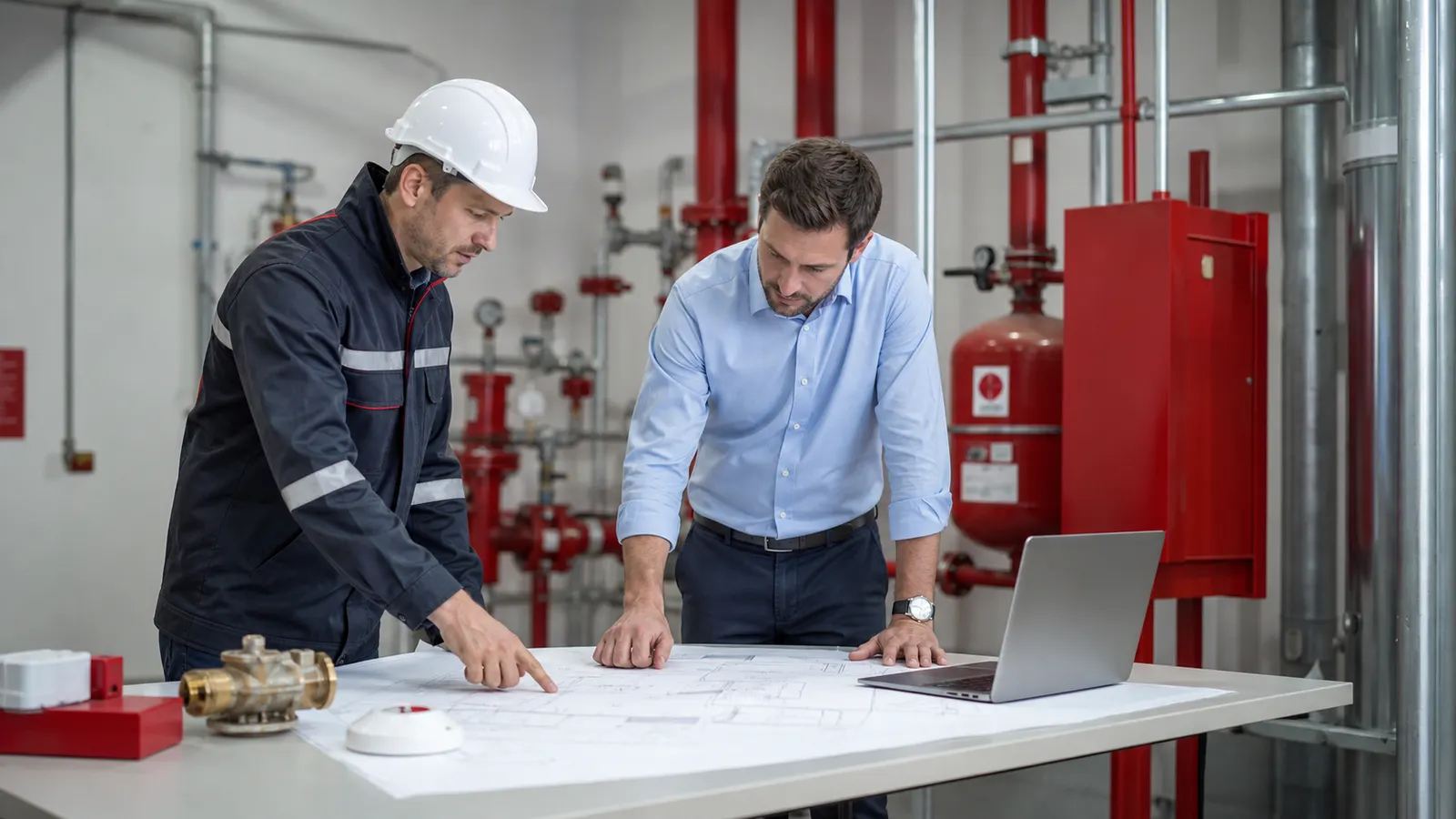 Nhóm tác giả kiểm tra nội dung thiết bị chữa cháy