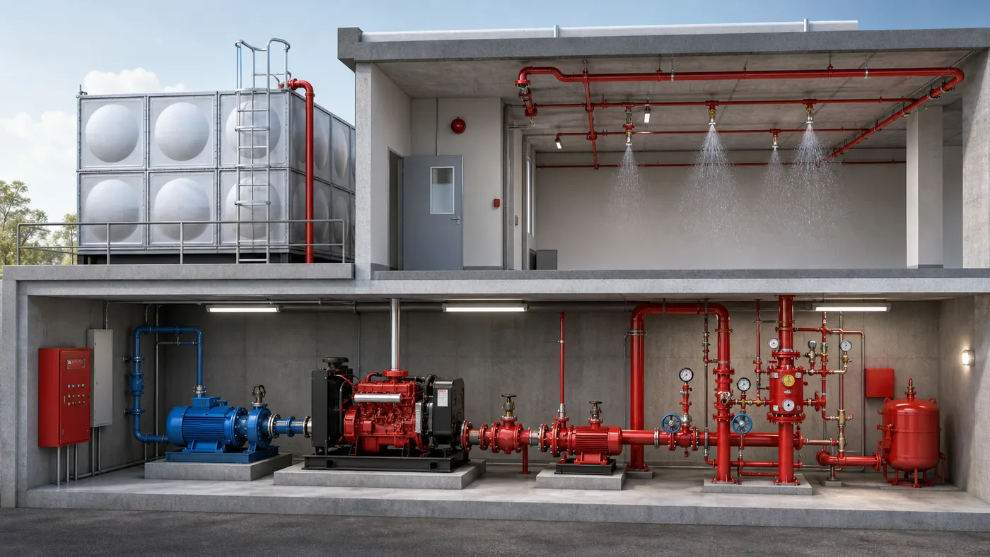 Cấu tạo nguồn bơm van và đầu phun sprinkler