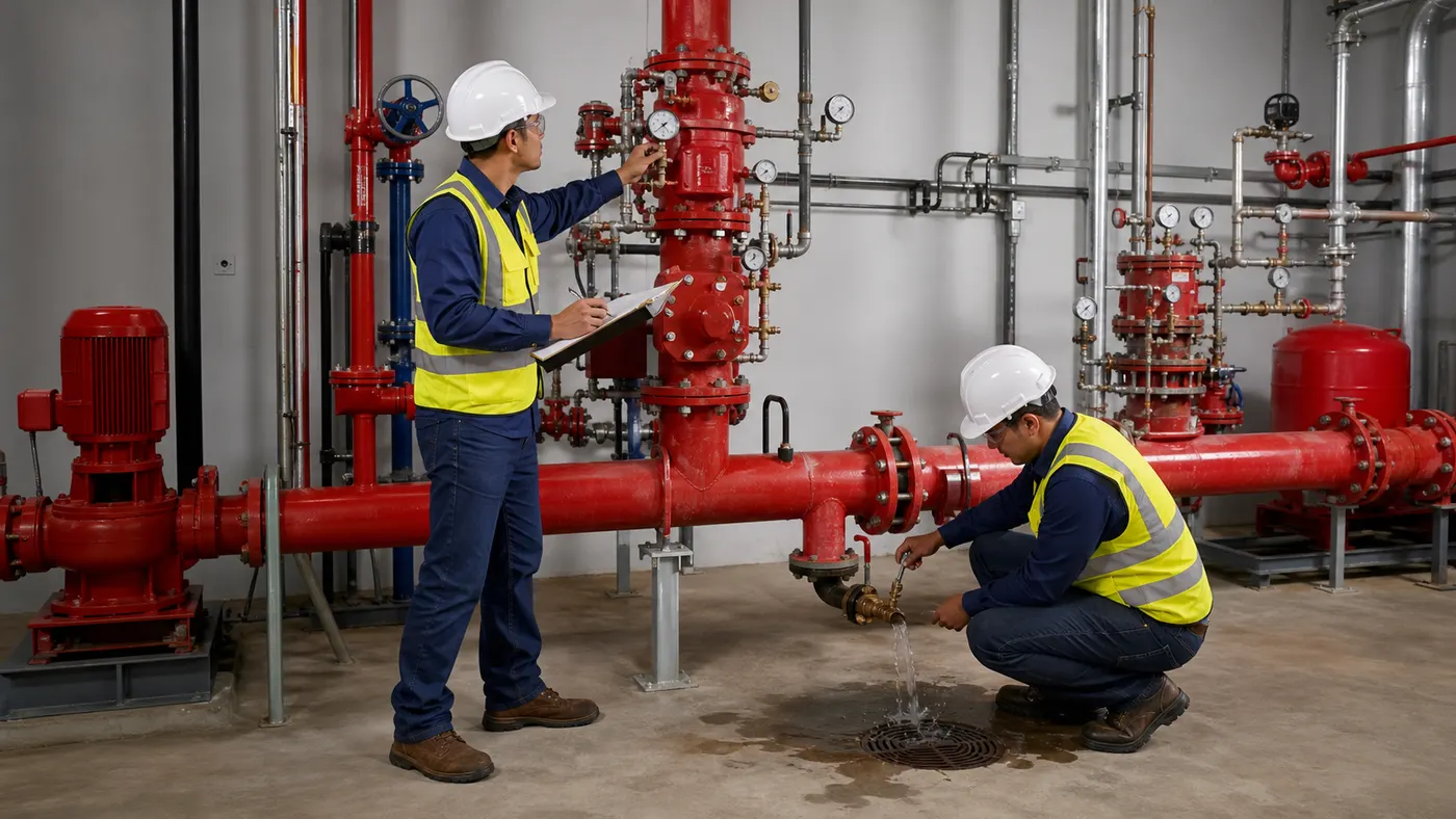 Nghiệm thu van báo động và bảo trì mạng sprinkler