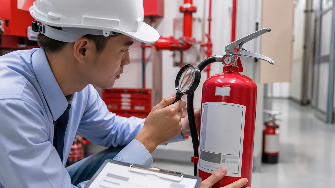 Kiểm tra tem cũ và số giấy phép thiết bị chữa cháy