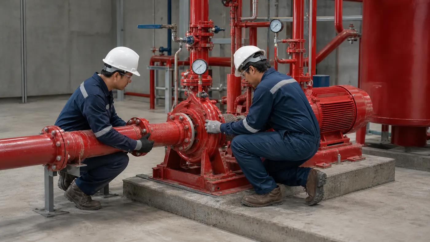 Căn chỉnh khớp nối và ống hút trạm bơm